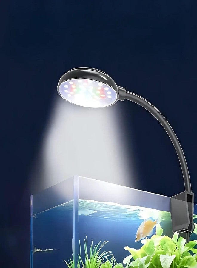 VAYINATO® E-380 | 5W Mini Clip-On LED Light | 360° Flexible Neck | Splash-Proof Lamp for Fish Bowls & 1 Ft Tanks | Compact Aquarium Lighting (Black) (WRGB) - Image 1